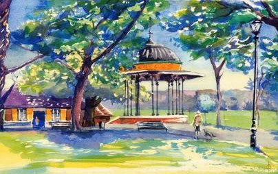 Clapham Common Bandstand, London - Watercolour by Christina Bonnett